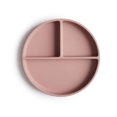 Mushie Skridsikker Silikone Tallerken Tredelt Blush