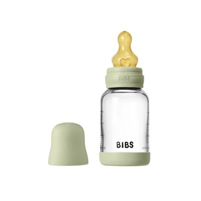 BIBS Glass baby bottle latex 120 ml sage