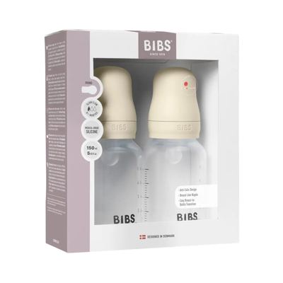 BIBS Baby Bottle Silicone 2 pack 150 ml Ivory