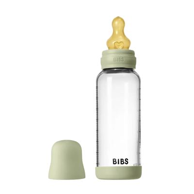 BIBS Glass baby bottle latex 240 ml sage