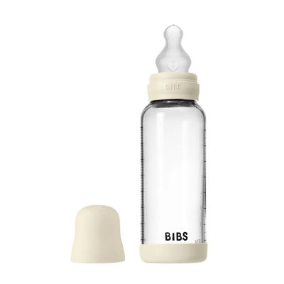 BIBS Glass baby bottle silicone 240 ml ivory