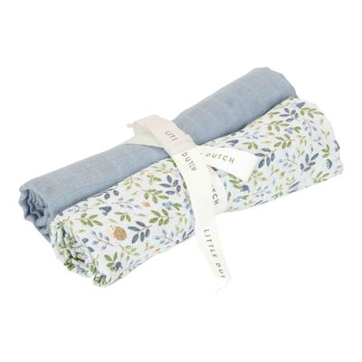 Little Dutch Stofbleer 2 Pak Muslin 70 x 70 cm Forest Adventure & Denim Blue